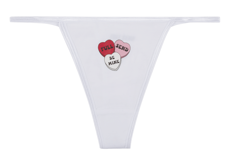 Full Send Candy Heart Thong White