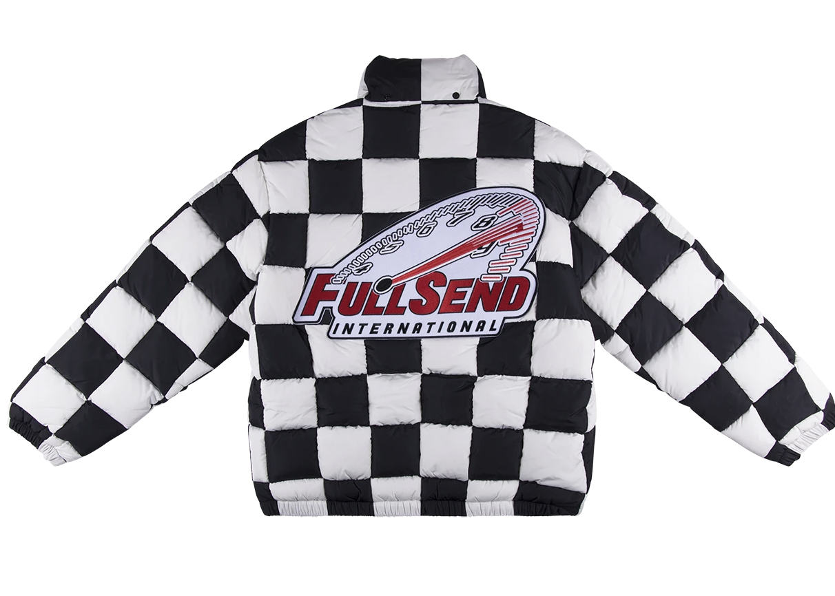 Full Send Checkered Quilt Puffer Jacket Black/White