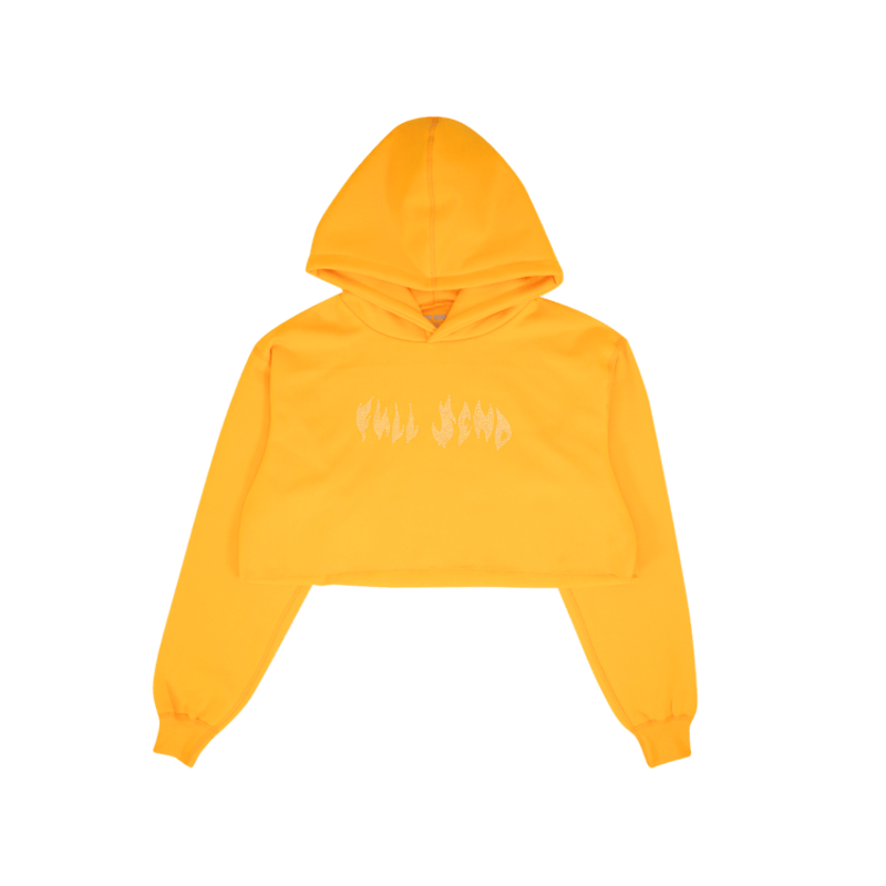 Full Send Full Send Rhinestone Cropped Hoodie Orange