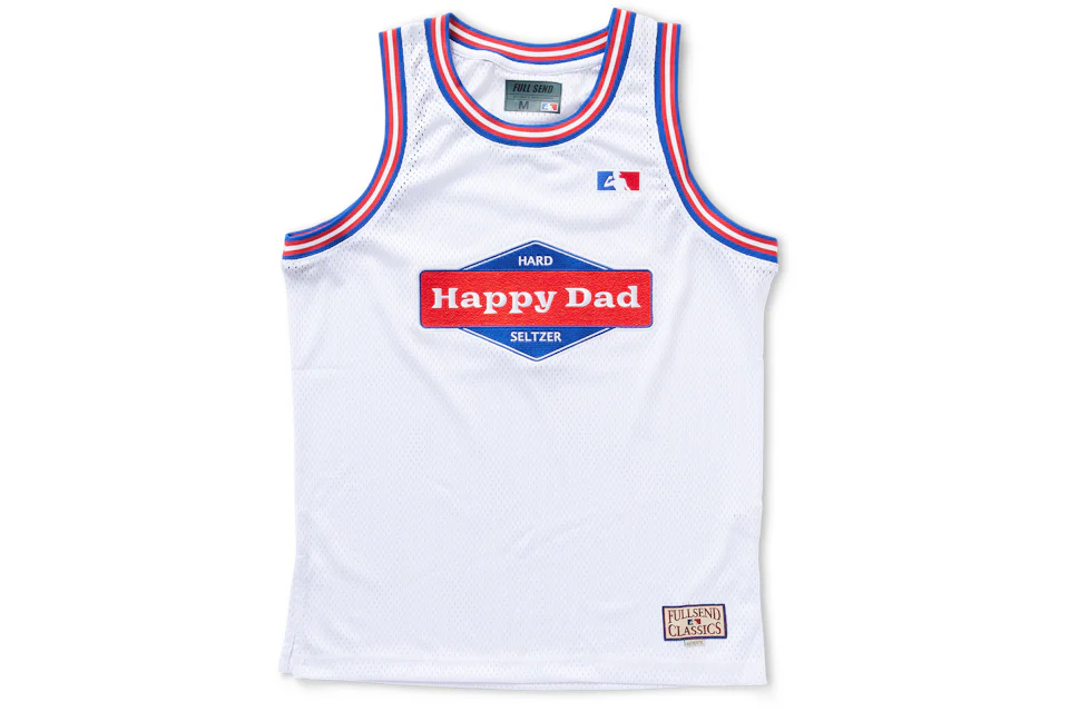 Full Send Happy Dad Basketball Jersey White