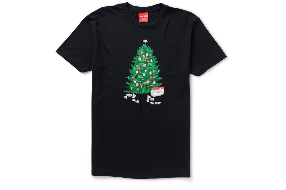 Full Send Happy Dad Christmas Tree T-shirt Black