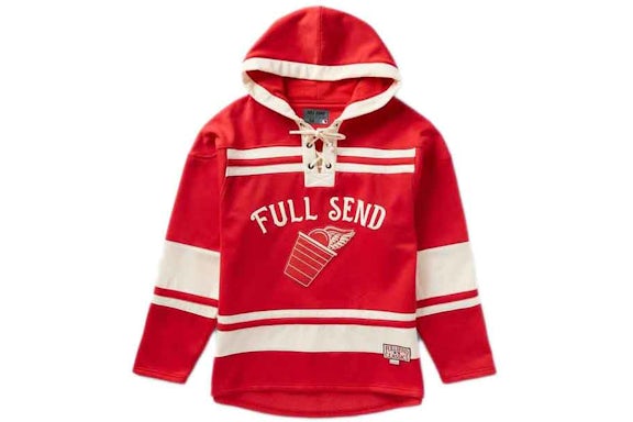 Full Send Red Cup Hockey Pullover Sweatshirt Red