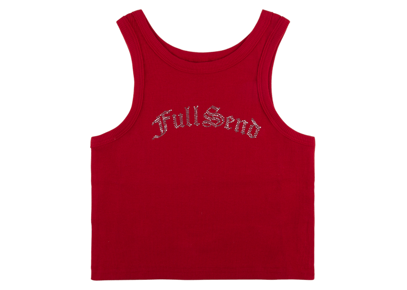 Full Send Rhinestone Tank Top Red