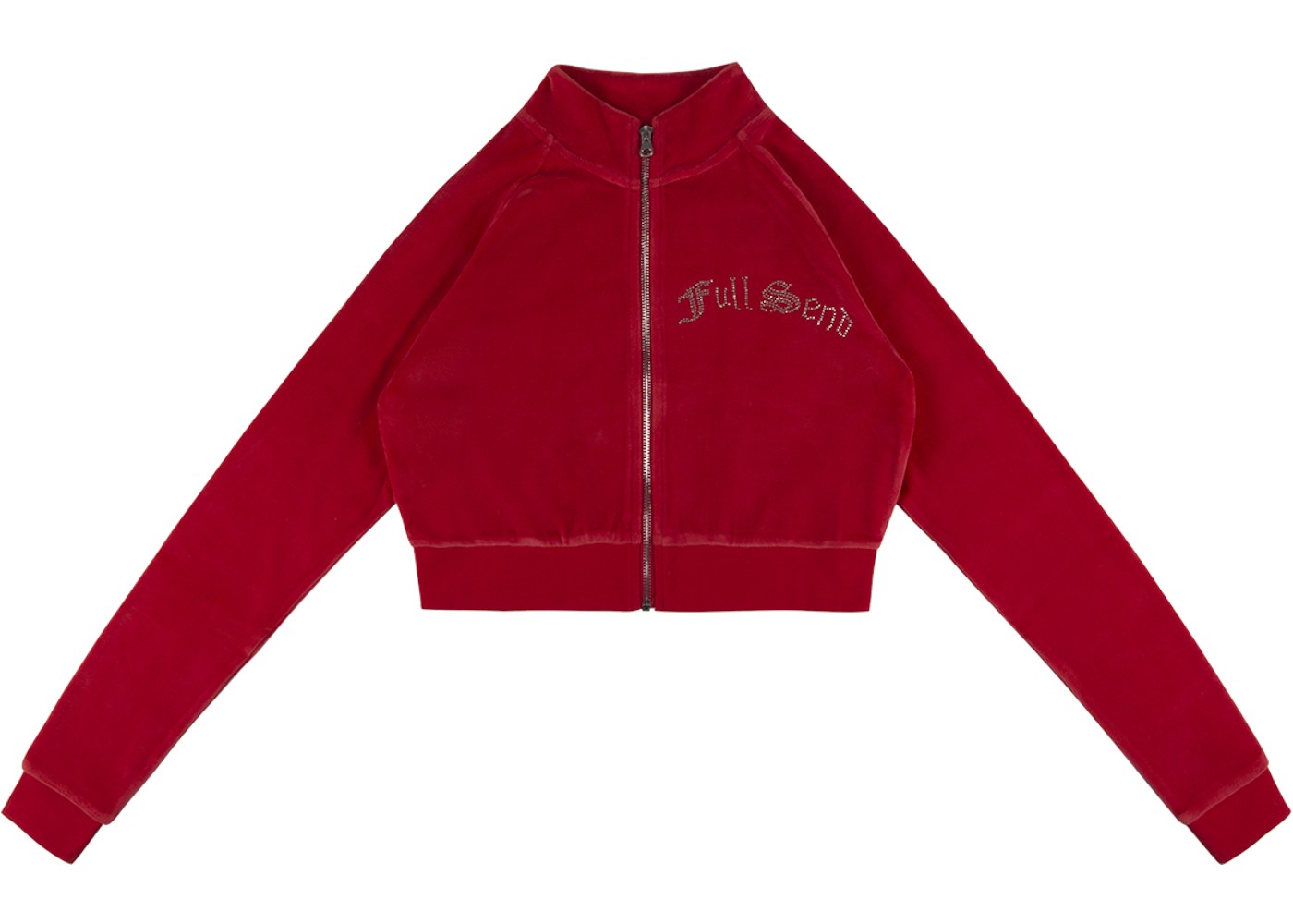 Full Send Rhinestone Velour Track Jacket Red - SS21