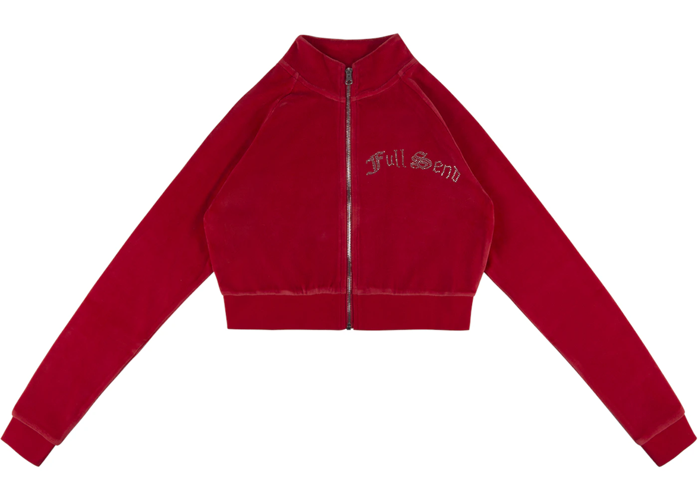 Full Send Rhinestone Velour Track Jacket Red - SS21 - US