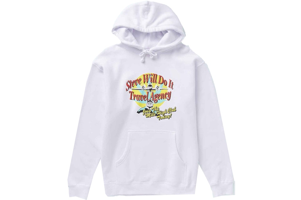 Full Send Steve Will Do It Travel Agency Hoodie White Ss21 Full Send Steve Will Do It Travel Agency Hoodie White Ss21