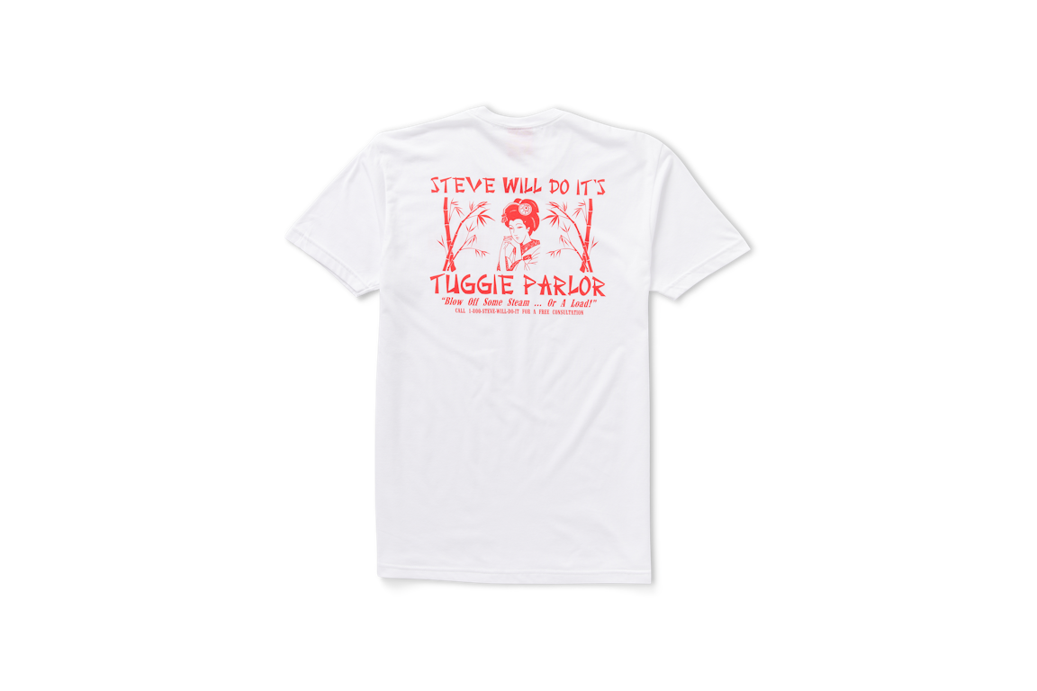 Pre-owned Full Send Stevewilldoit Tuggie Parlor T-shirt White