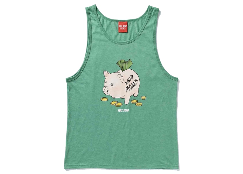 Full Send Weed Money Tank Kelly Green Heather