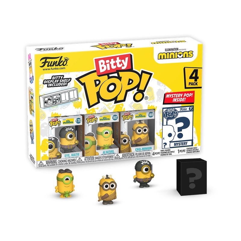 Funko Bitty Pop! Movies: Minions Eye, MatieAu NaturelCroMinion 4 Pack