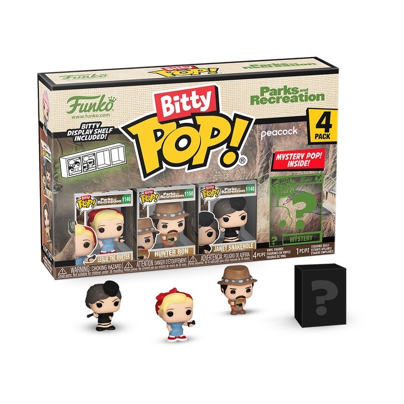 Funko Bitty Pop! Television: Parks And Recreation Leslie The RiveterHunter RonJanet Snakehole 4 Pack