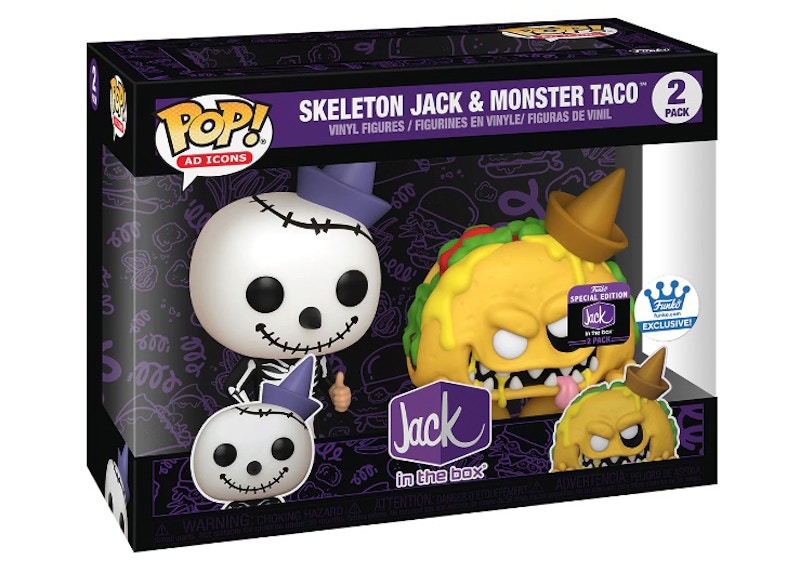 Funko Pop! Ad Icons Jack in the Box Skeleton Jack & Monster Taco Jack in  the Box Special Edition Funko Shop Exclusive 2-Pack