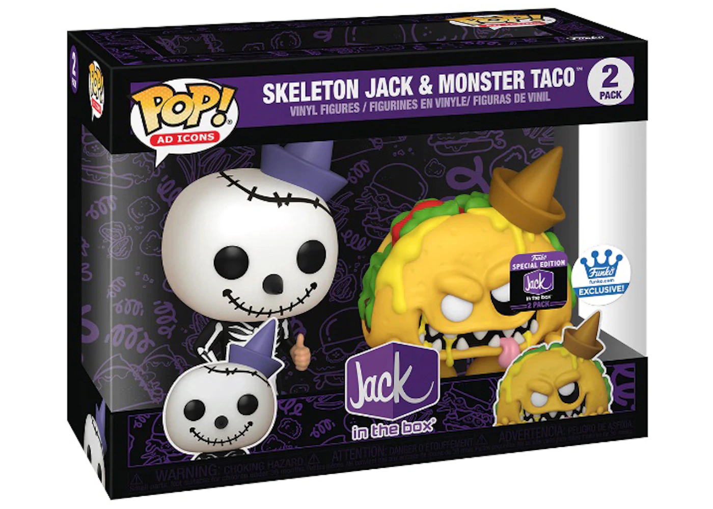 Funko Pop! Ad Icons Jack in the Box Skeleton Jack & Monster Taco Jack