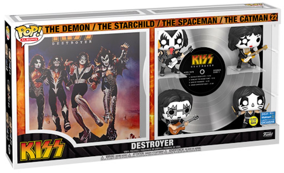Funko Pop! Albums Kiss Destroyer: The Demon/The Starchild/The Spaceman/The Catman GITD 2021 Walmart Exclusive Figure #22 - - US
