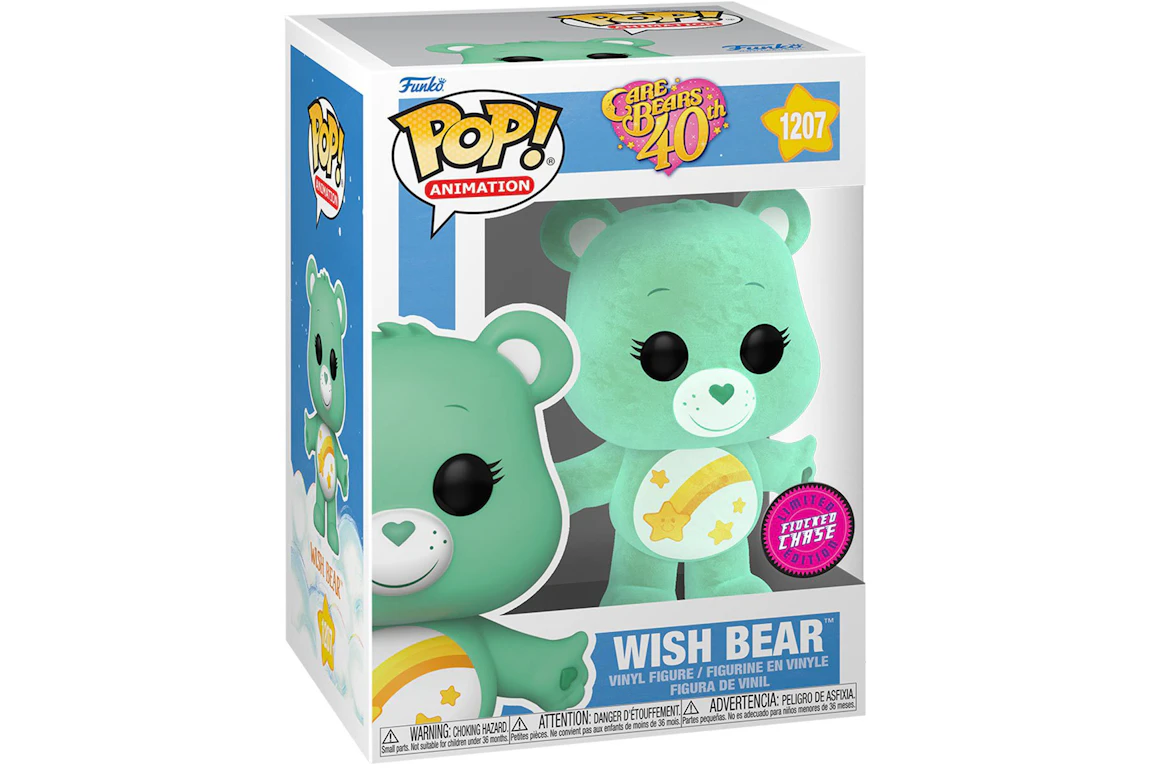 Funko Pop! Animation Care Bears 40th Anniversary Wish Bear Flocked Chase Edition Figure #1207