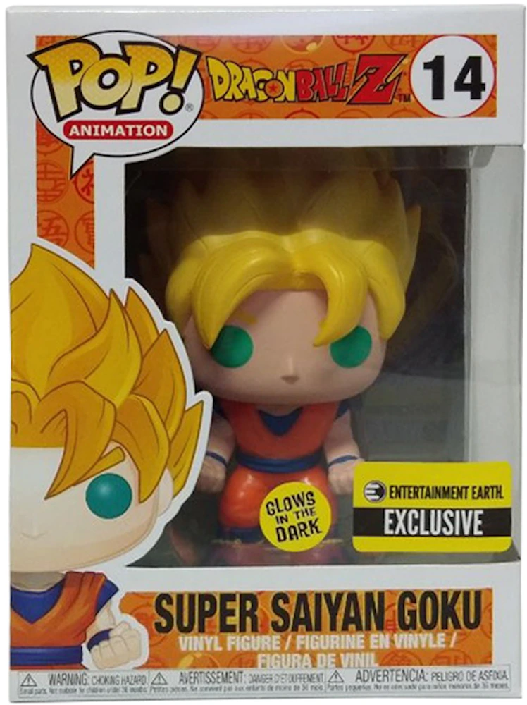 Funko Pop! Animation Dragonball Z Super Saiyan Goku (Glow) Entertainment  Earth Exclusive Figure #14 - US