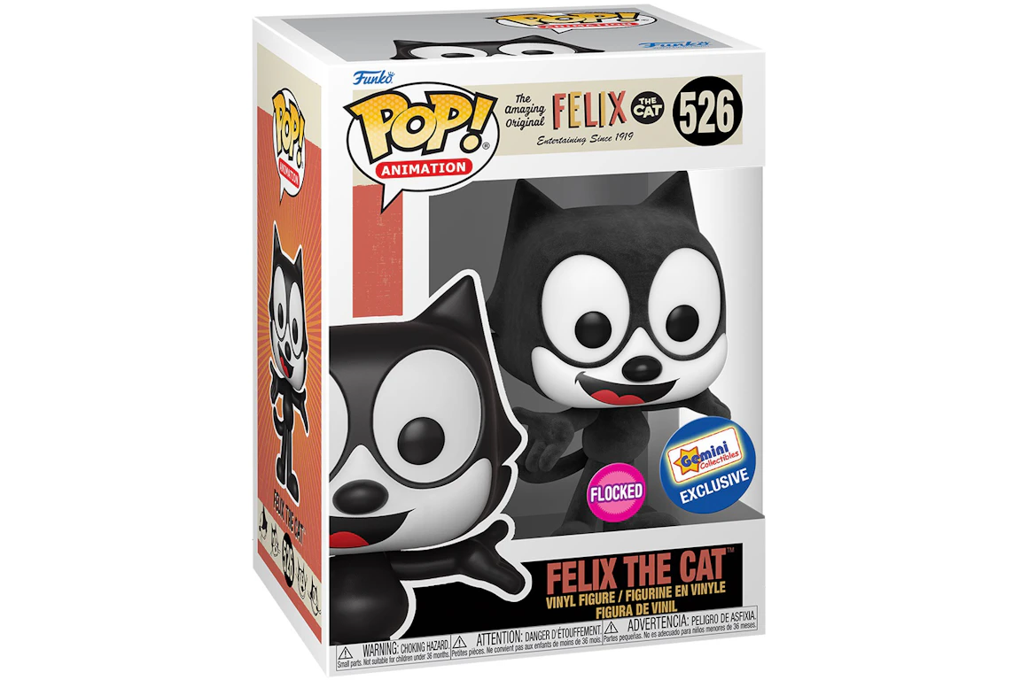 Funko Pop! Animation Felix The Cat: Felix The Cat (Flocked) Gemini Collectibles Exclusive Figure #526