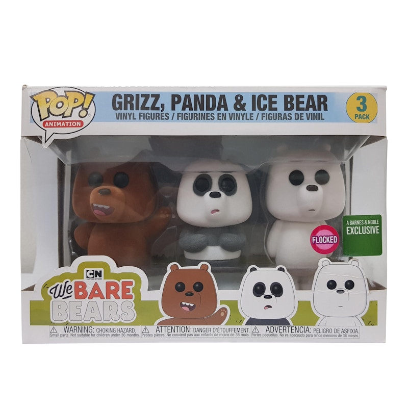 Funko Pop! Animation We Bare Bears Grizz, Panda, Ice Bear (Flocked