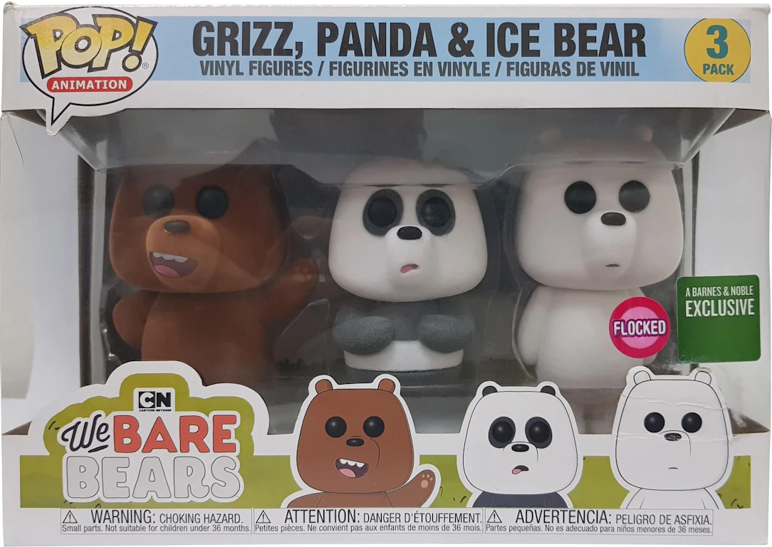 Funko Pop! Animation We Bare Bears Grizz, Panda, Ice Bear (Flocked ...