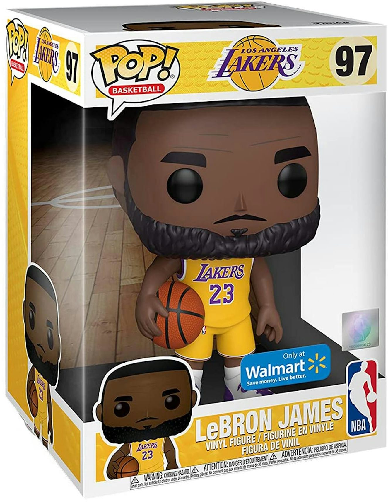 Funko POP LeBron James #97 Yellow Lakers Uniform Walmart Exclusive POP 10  Inch.