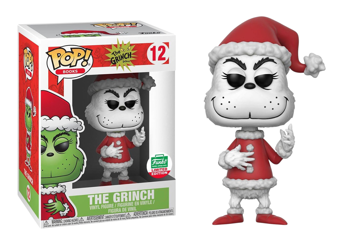 Funko Pop: Dr. Seuss The Grinch Black and White 12 Funko Shop Exclusive  +Protect 海外 即決-
