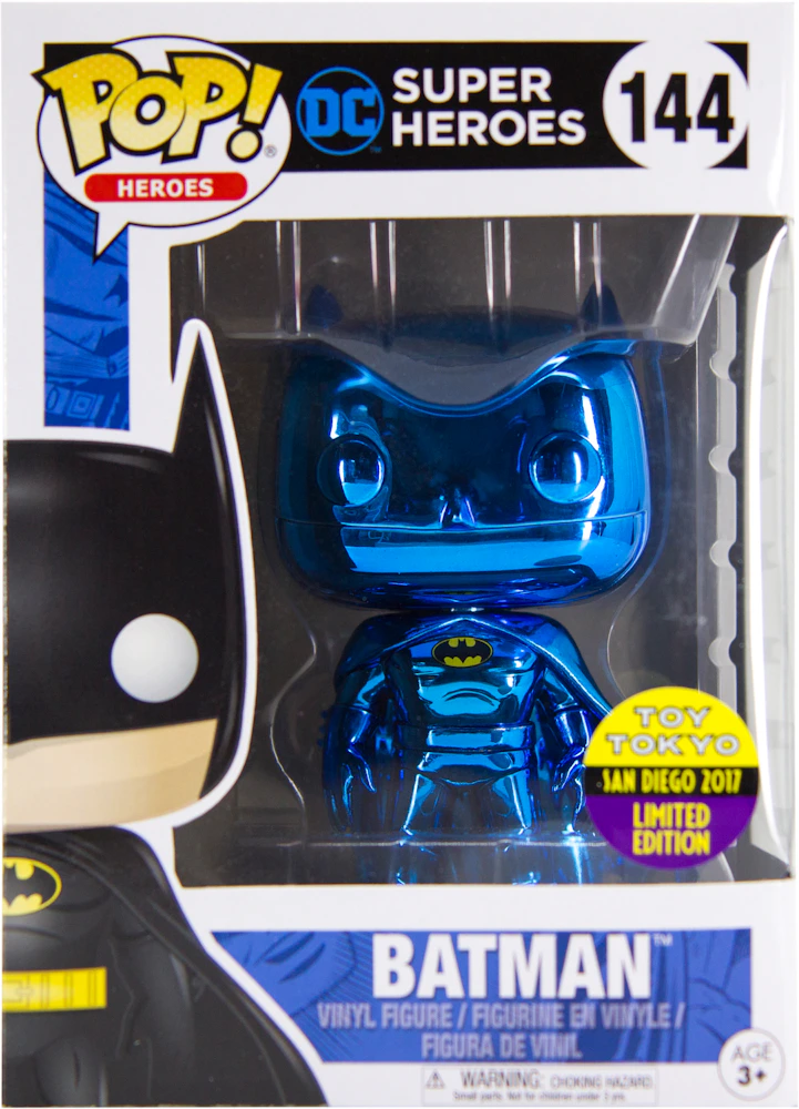 Funko Pop! DC Super Heroes Batman (Blue Chrome) SDCC Toy Tokyo Exclusive  Figure #144 - US