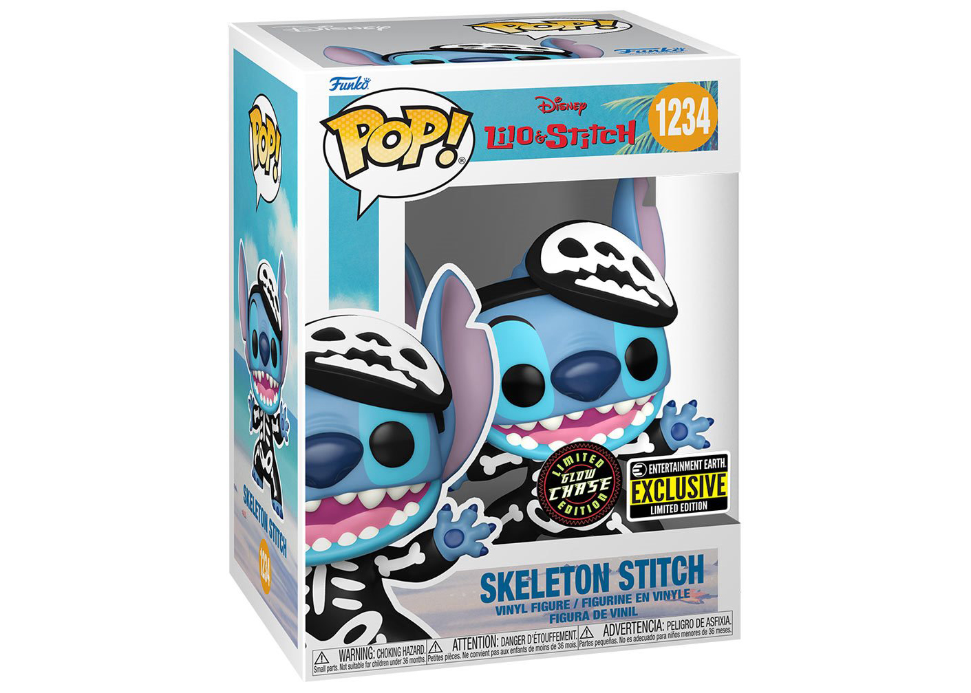 Funko Pop! Disney Lilo & Stitch Skeleton Stitch GITD Chase Edition  Entertainment Earth Exclusive Figure #1234