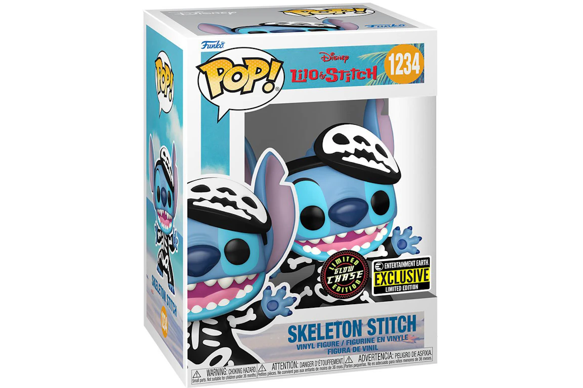 Funko Pop! Disney Lilo & Stitch Skeleton Stitch GITD Chase Edition Entertainment Earth Exclusive Figure #1234
