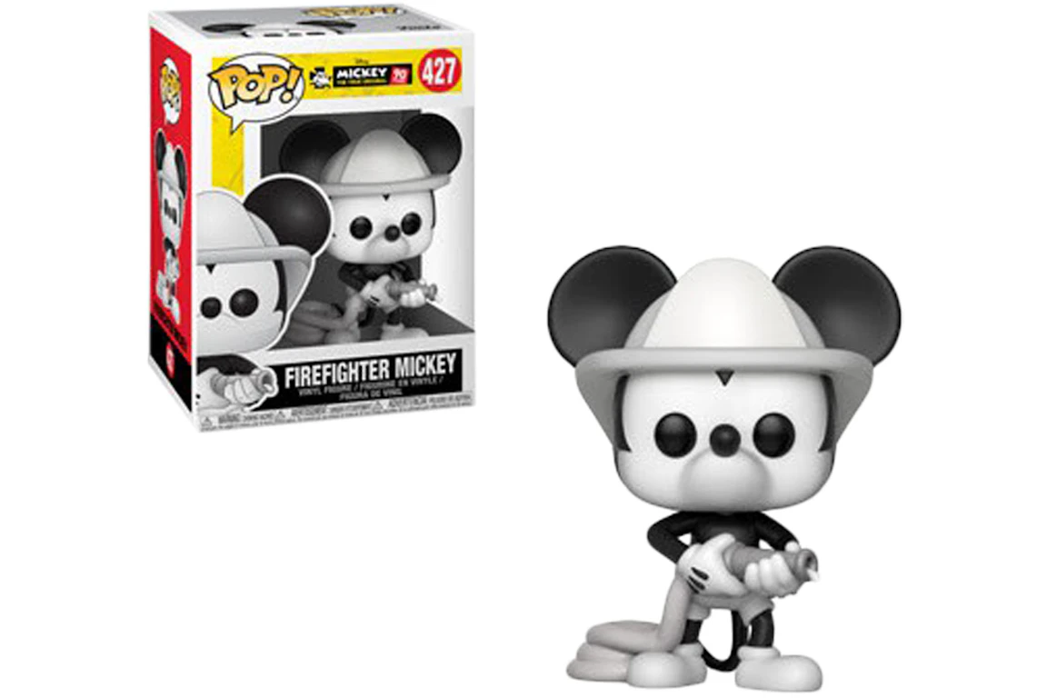Funko Pop! Disney Mickey 90th Anniversary Mickey The True Original Firefighter (Black/White) Figure #427