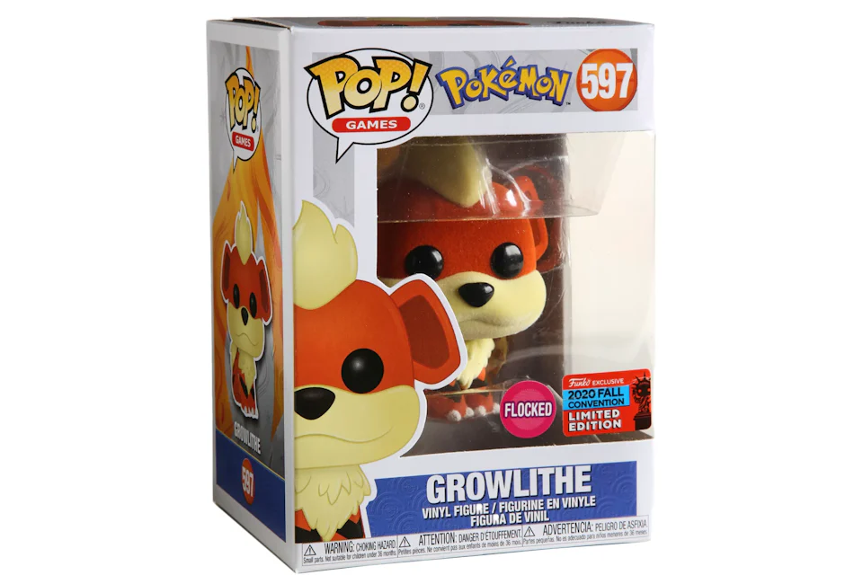 Funko Pop! Games Pokemon Growlithe (Flocked) Fall Convention Exclusive Figure #597