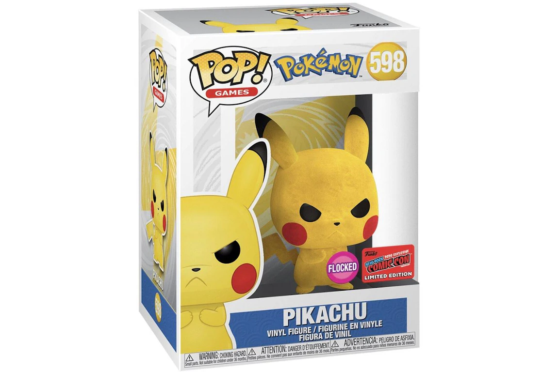 Funko Pop! Games Pokemon Grumpy Pikachu (Flocked) NYCC Exclusive Figure #598