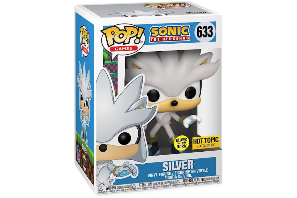Funko Pop! Games Sonic The Hedgehog Silver Glow In The Dark Hot Topic  Exclusive Figure #633 - SS21 - US