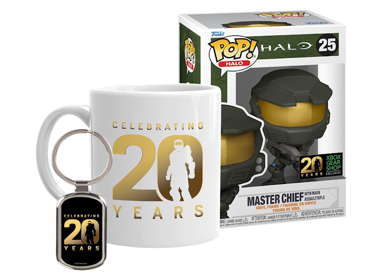 Funko Pop! Halo Master Chief With MA5B Assault Rifle Xbox Gear Shop  Exclusive Bundle With Mug & Keychain Figure #25