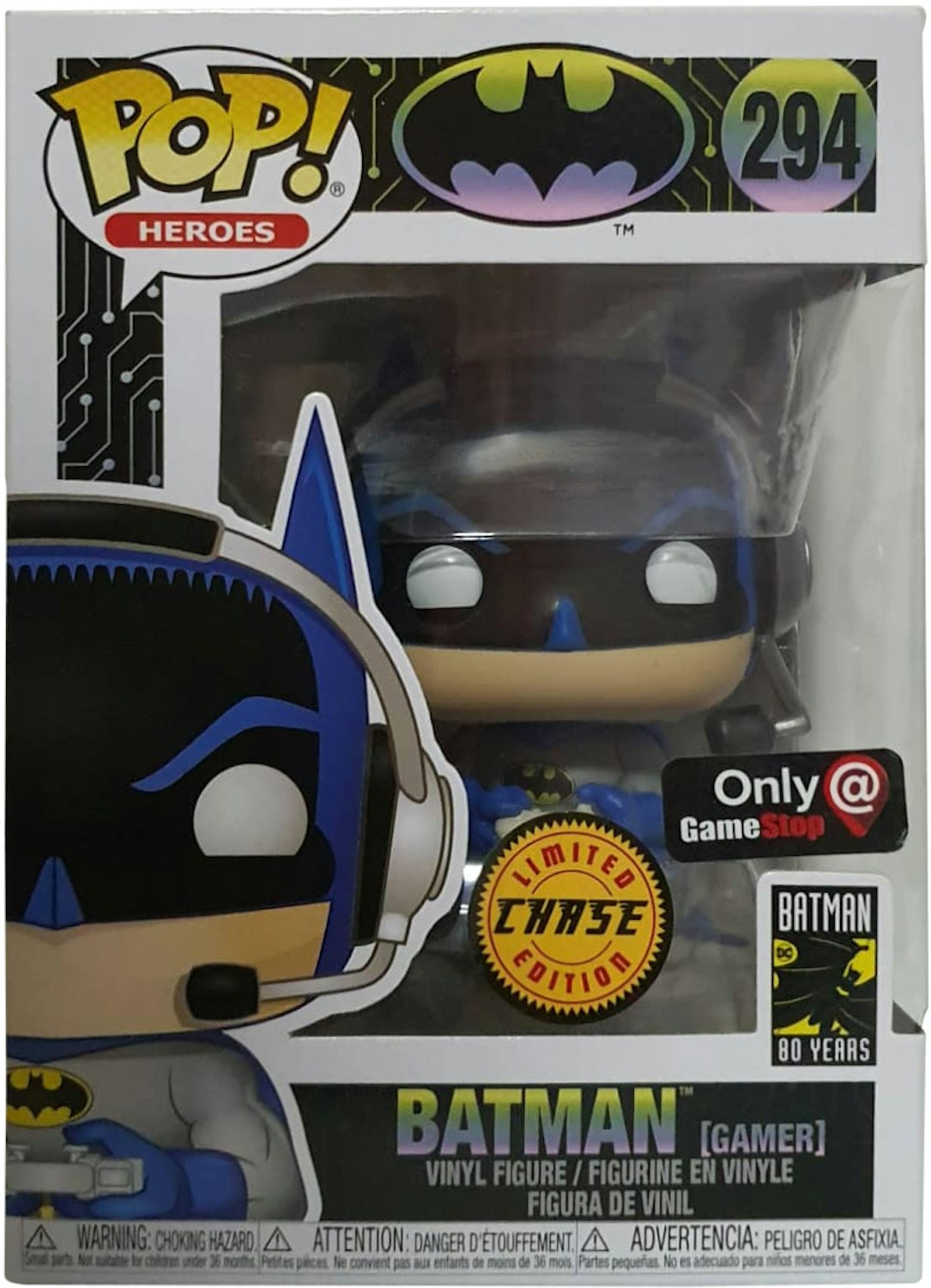 Funko Pop! Heroes Batman (Gamer) (Chase) Game Stop Exclusive Figure 294