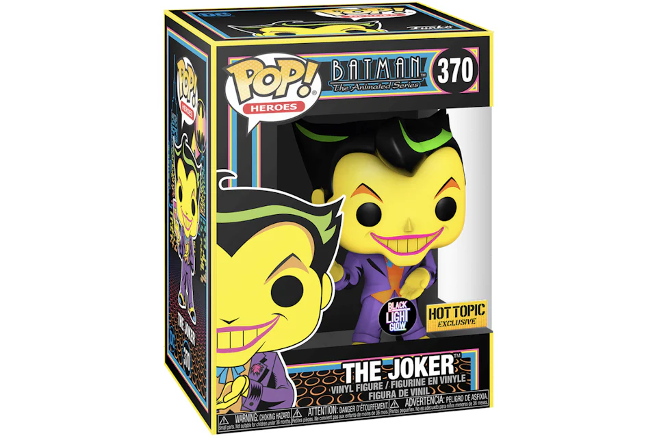 Funko Pop! Heroes Batman The Animated Series The Joker Black Light Glow Hot Topic Exclusive Figure #370