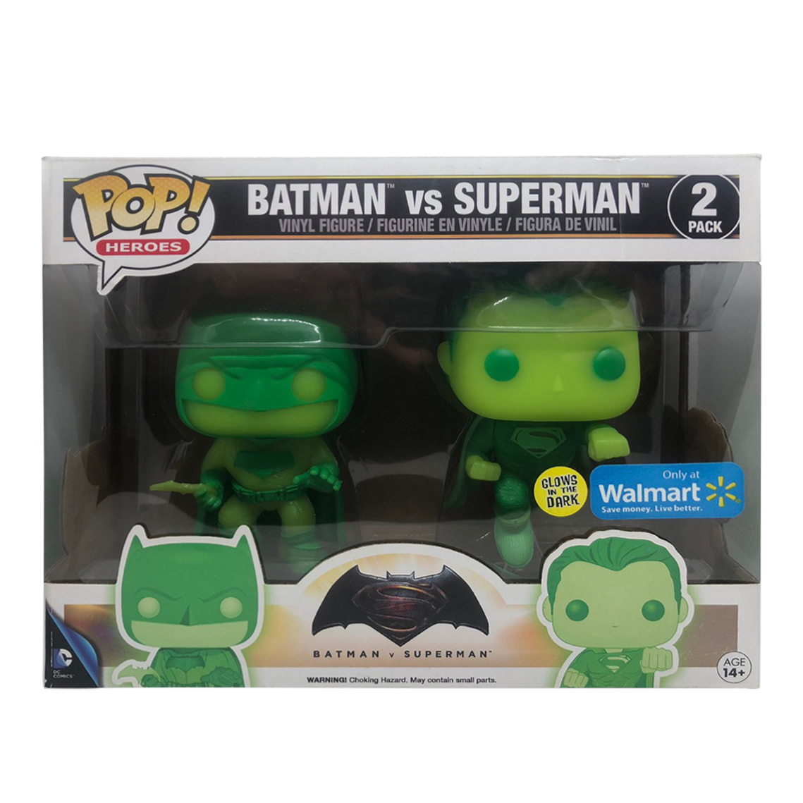 Funko POP Heroes Batman vs Superman Glow in The Dark Walmart Exclusive 2 Pack 