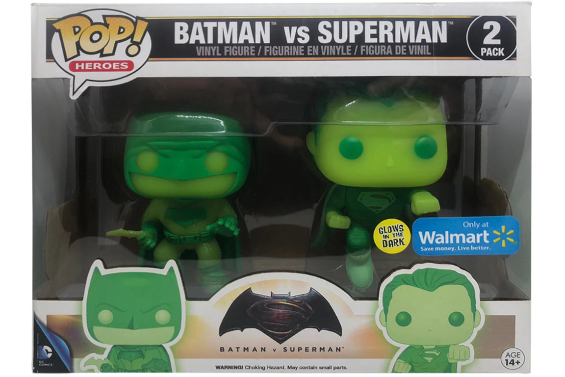 Funko Pop! Heroes Batman vs Superman (Glow) Walmart Exclusive 2 Pack