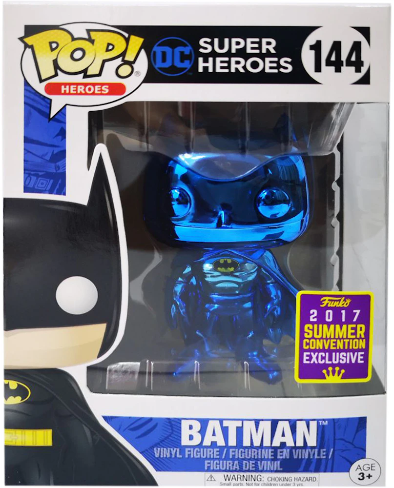 Funko Pop! Heroes DC Super Heroes Batman Blue Chrome Summer Convention  Exclusive Figure # 144 - US