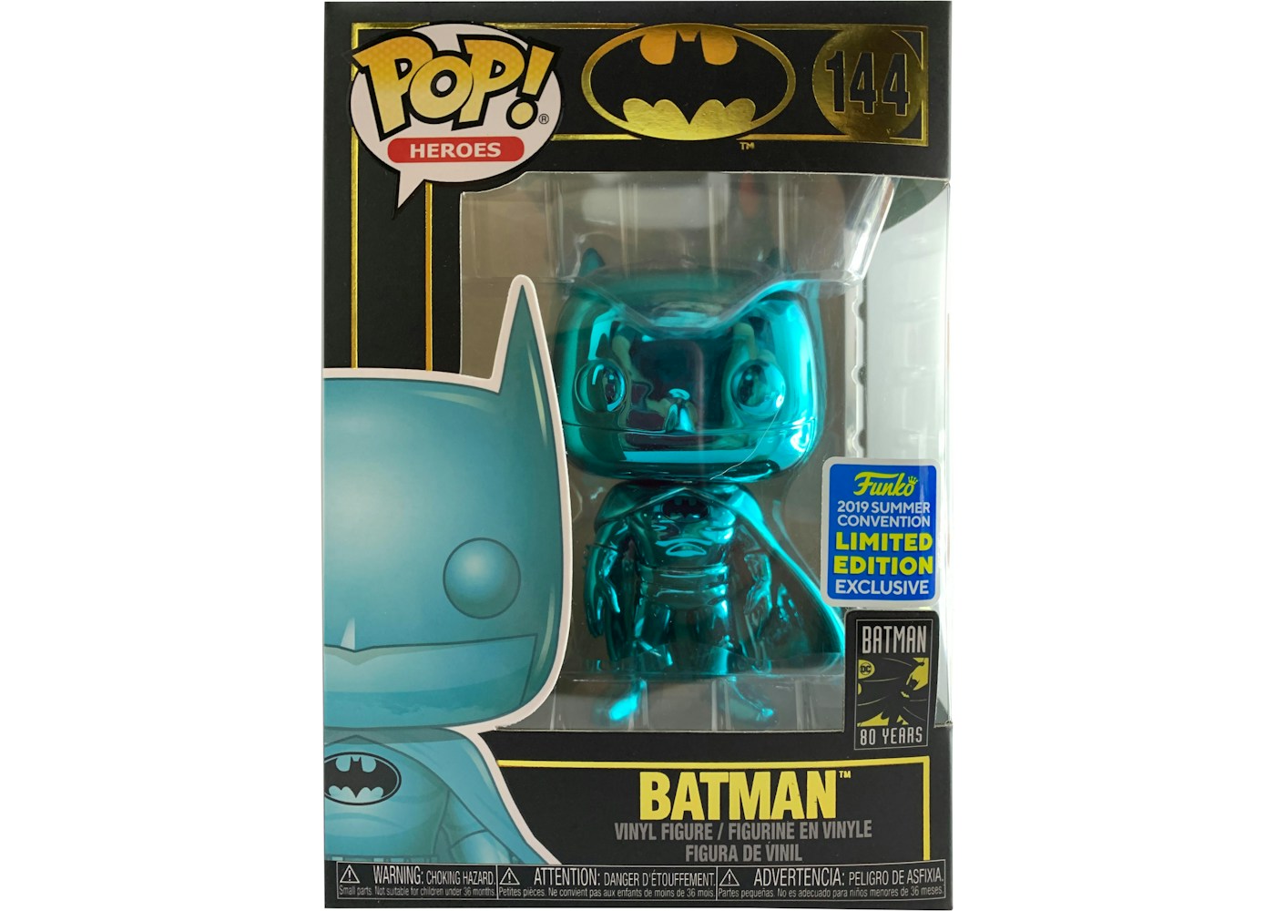 Funko Pop Heros Batman Batman Teal Chrome Summer Convention Exclusive Figure 144 Funko Pop Heros Batman Batman Teal Chrome Summer Convention Exclusive Figure 144
