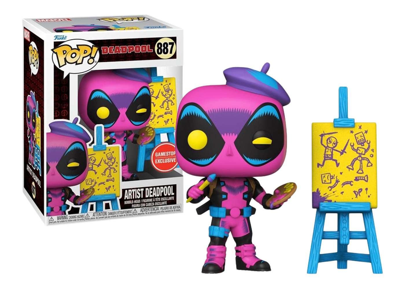 Funko Pop! Marvel Artist Deadpool Blacklight GameStop Exclusive 