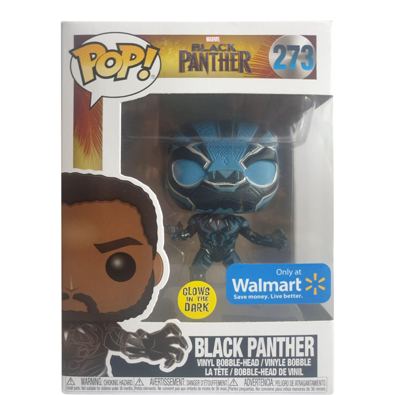 Funko Pop! Marvel Black Panther (Glow) Walmart Exclusive Bobble-Head Figure  #273
