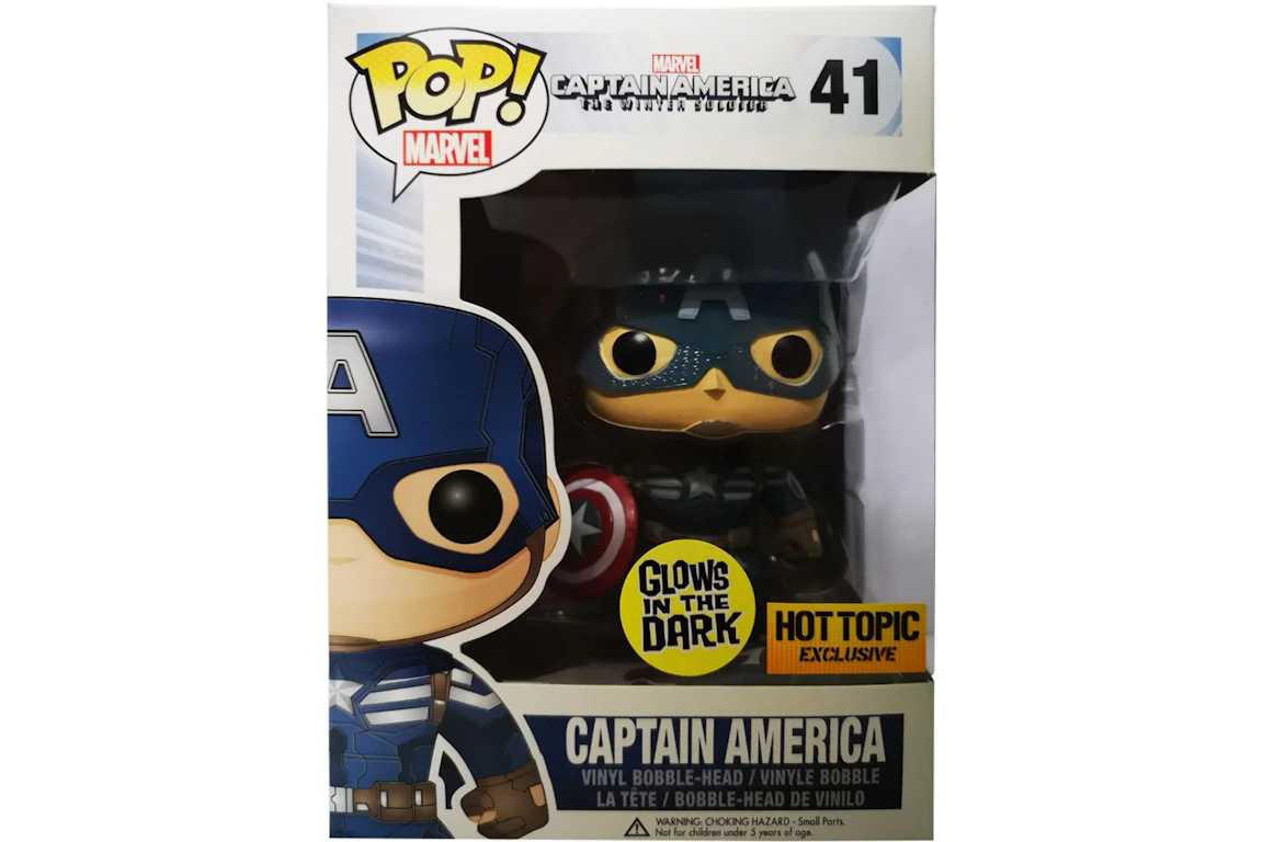 Funko Pop! Marvel Captain America (Glow) Hot Topic Exclusive Bobble-Head Figure #41