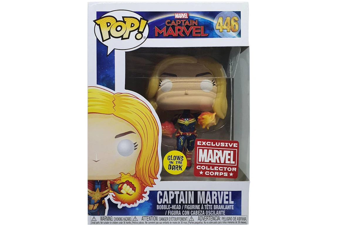 Funko Pop! Marvel Captain Marvel (Glow) Collector Corps Bobble-Head Figure #446