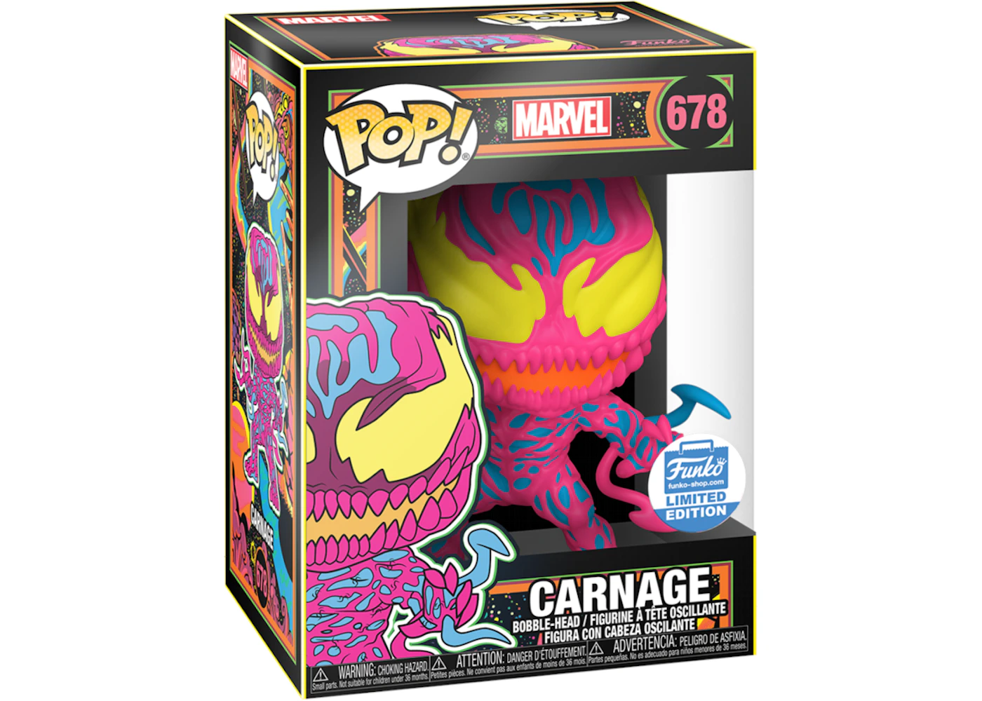 Funko Pop! Marvel Carnage (Black Light) Funko Shop Exclusive Bobble-Head  #678