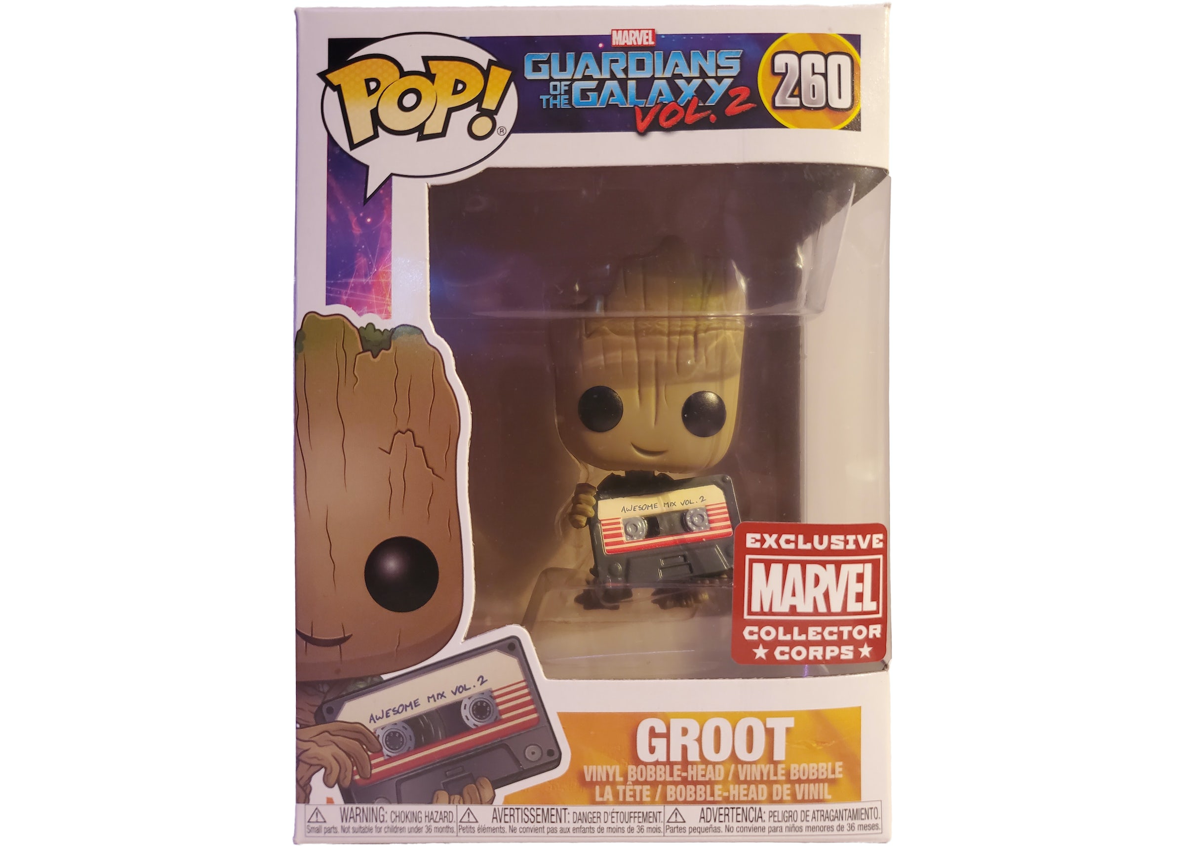 Funko Pop! Marvel Guardians Of The Galaxy Vol. 2 Groot Mixtape Marvel  Collectors Corps Exclusive Figure #260 - US