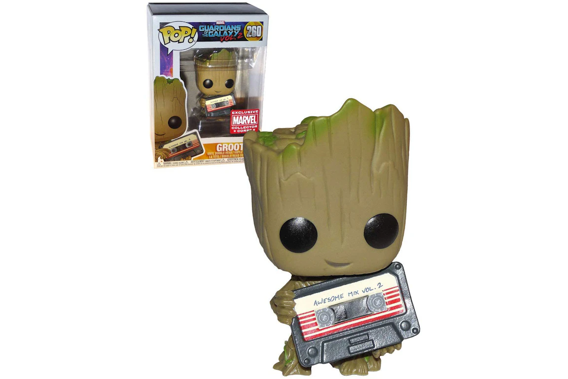Funko Pop! Marvel Guardians Of The Galaxy Vol. 2 Groot (w mix tape) Bobble-Head Figure #260