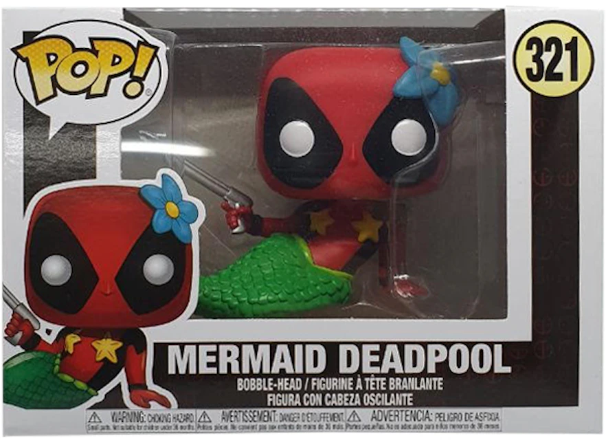 Funko Pop Marvel Mermaid Deadpool Bobble Head Figure 321