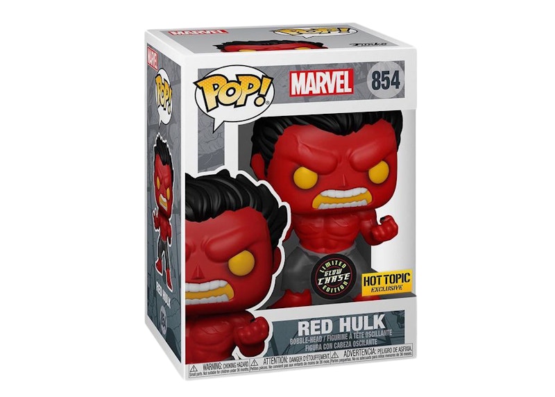 Funko Pop Marvel Red Hulk Chase Glow Hot Topic Exclusive