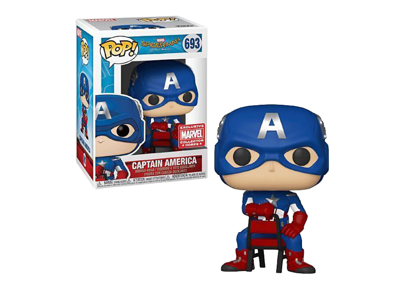 Captain America Funko Pop Marvel #693 Spider-Man Collector Corps Exclusive 