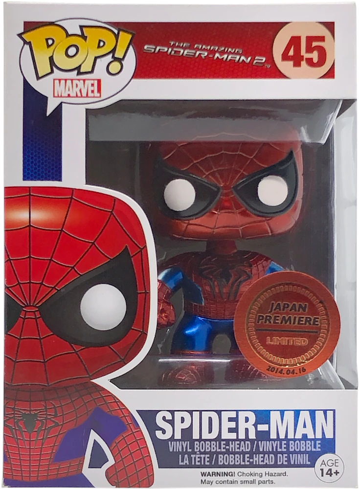 Funko Pop! Marvel Spider-Man (Metallic) Japan Premiere Exclusive  Bobble-Head Figure #45 - US