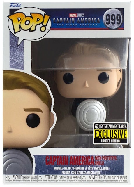 Funko Pop! Marvel Studios Captain America The First Avenger Captain America  With Prototype Shield Entertainment Earth Exclusive Figure #999 - US